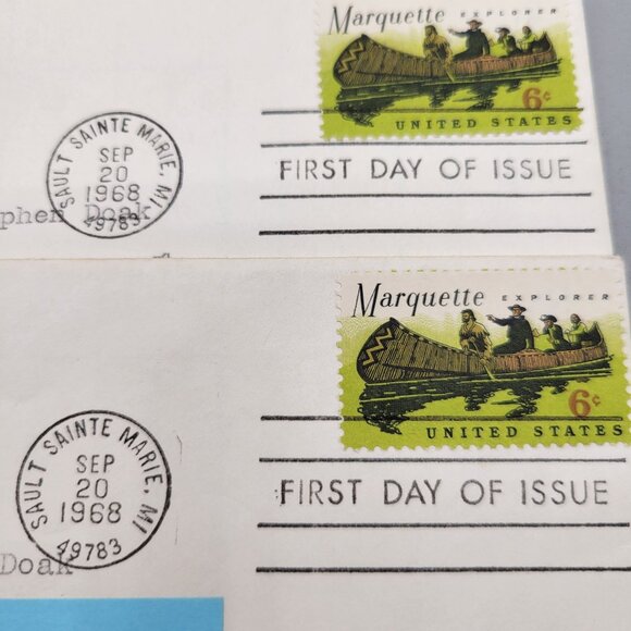 First Day Issue Stamps 1967 1968 US Space Achievements and Marquette Explorer - Picture 2 of 3